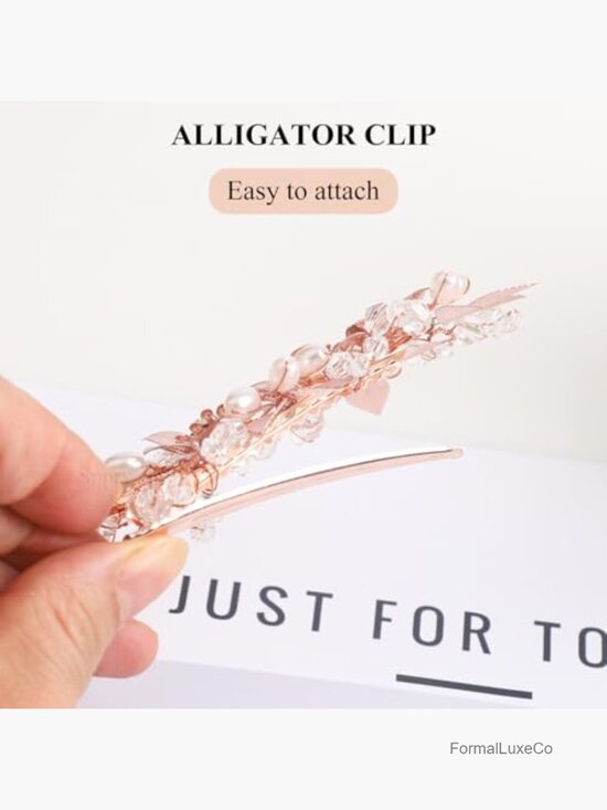 Floral Hair Clip with Rhinestone Bobby Pins Set of 3